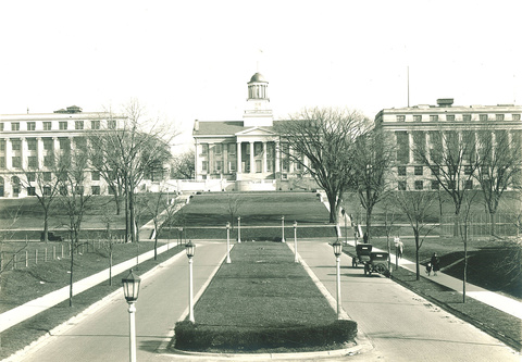 Old Capitol and Pentacrest from West Iowa Avenue 1927