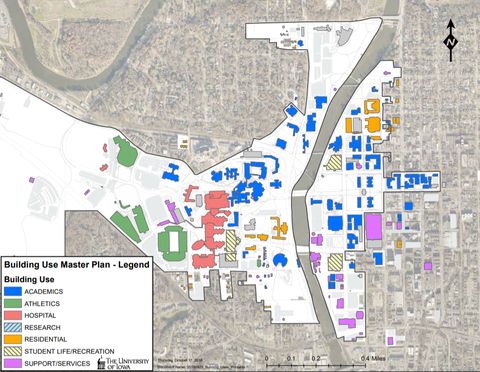 Building Use and New Buildings Map - Main Campus East