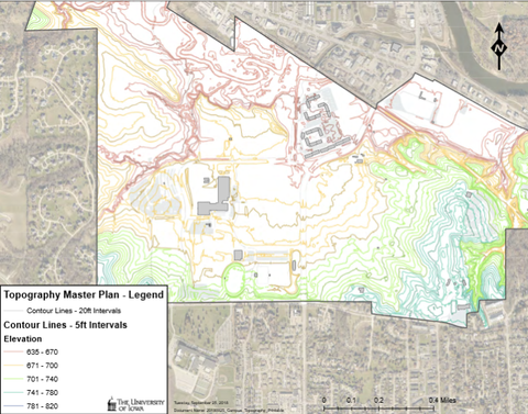 Campus Topography Map - Main Campus West