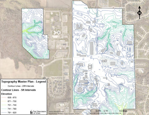 Campus Topography Map - Oakdale Campus