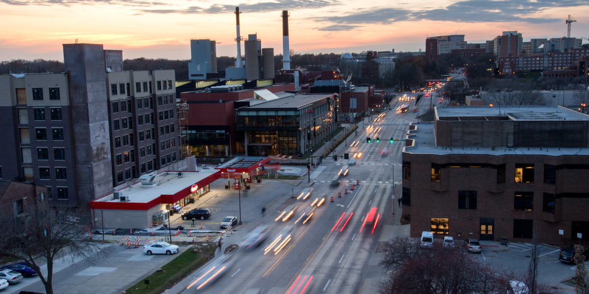 Burlington Street Looking South at Sunset