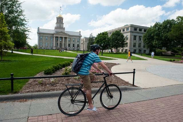 Biker on East Side of Pentacrest