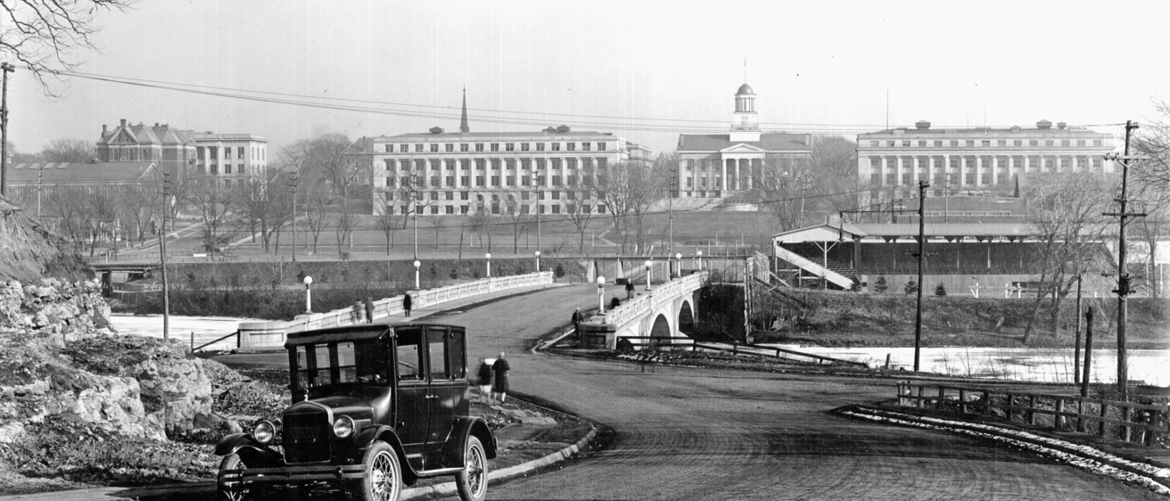 Pentacrest View Across Iowa Avenue Bridge 1925