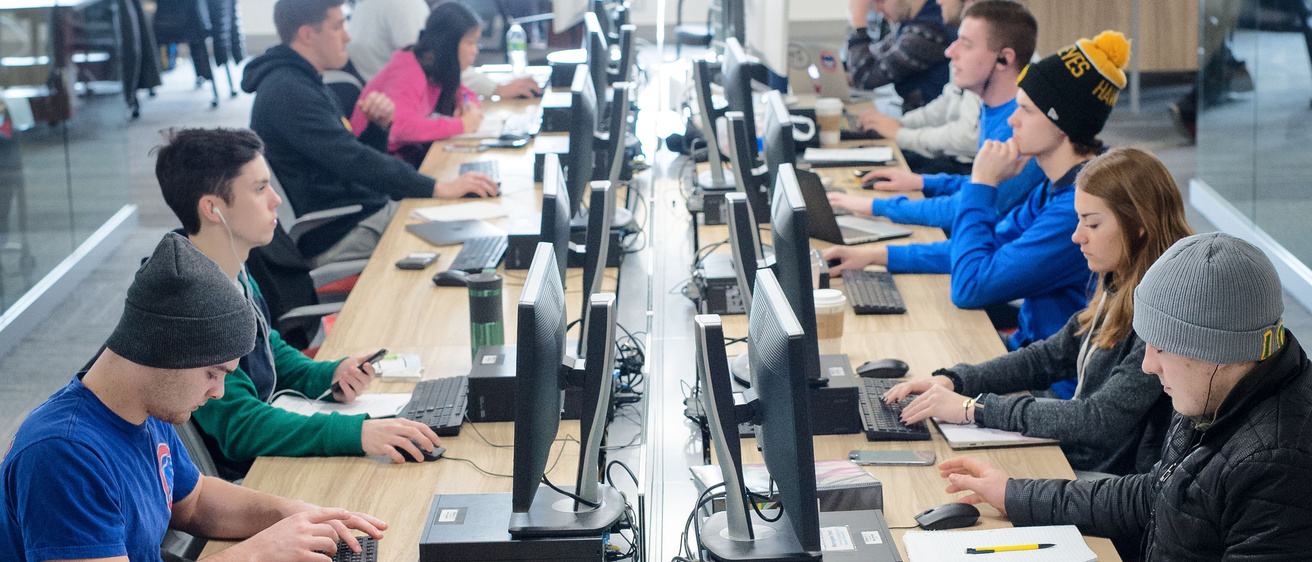 Students working on computers