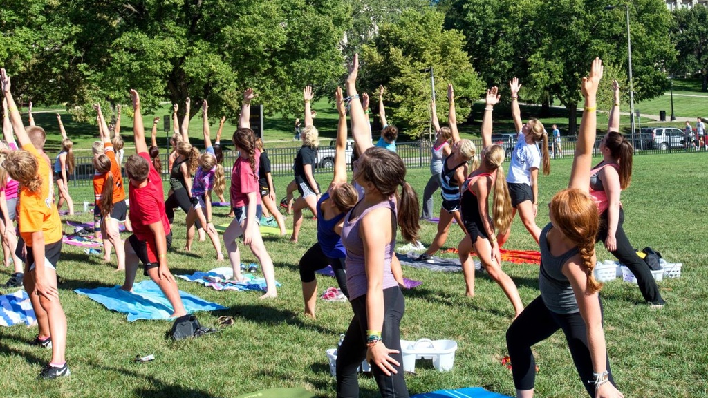 Students Doing Yoga in Hubbard Park